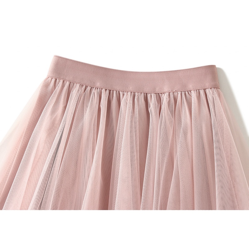 Bộ 5 Chân Váy tutu Chữ A Lưng Cao Co Giãn Phối Lưới Màu Trơn Thời Trang Hàn Quốc Cho Nữ