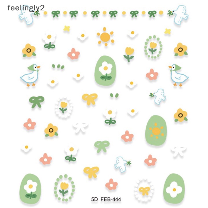 Miếng Dán Móng Tay Tự Dính Họa Tiết Hoa Dập Nổi 5D DIY