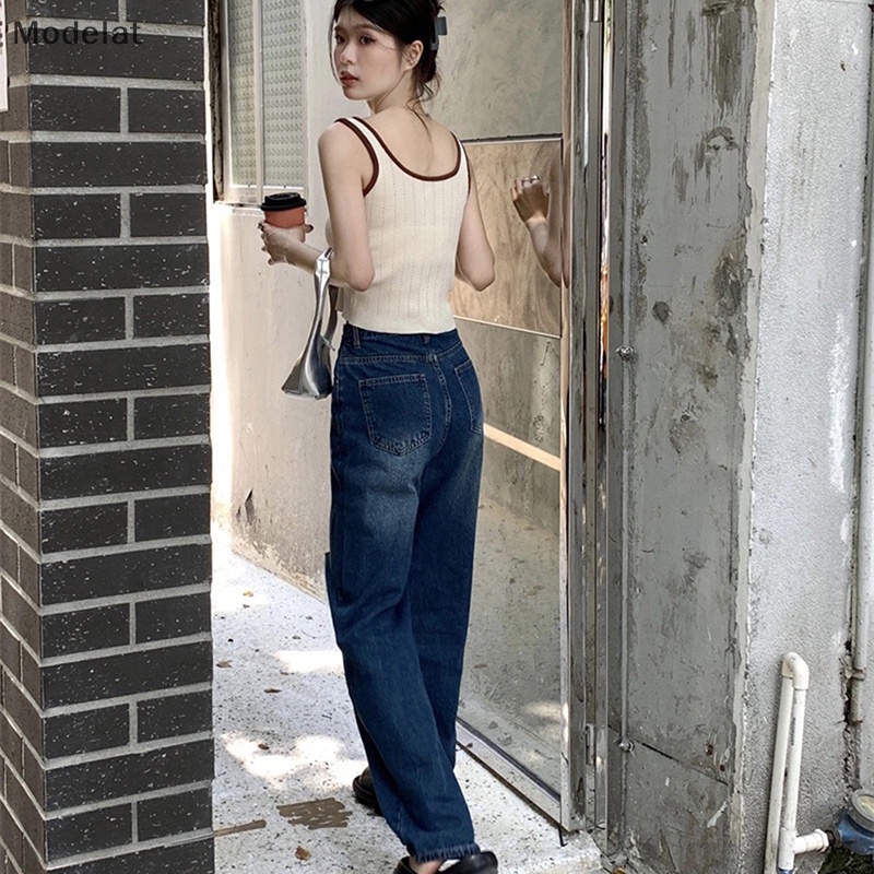 Mfc Áo Dệt Kim Không Tay Dáng Ôm Màu Tương Phản Thời Trang Mùa Hè Dành Cho Nữ