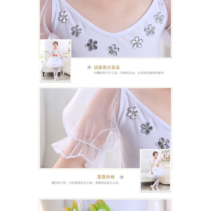 Đầm Công Chúa Nhảy Múa Màu Trắng Dễ Thương Cho Bé Gái