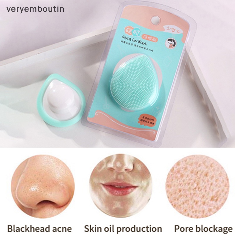 Cọ Rửa Mặt Silicone Hình Trái Tim Có Tay Cầm Tiện Lợi