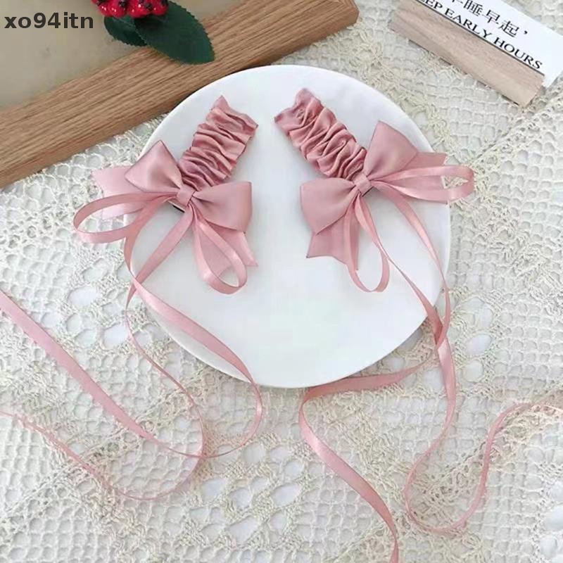 1 Cặp Kẹp Tóc Nơ Màu Hồng Phong Cách Lolita Nhật Bản Dễ Thương Cho Bé Gái