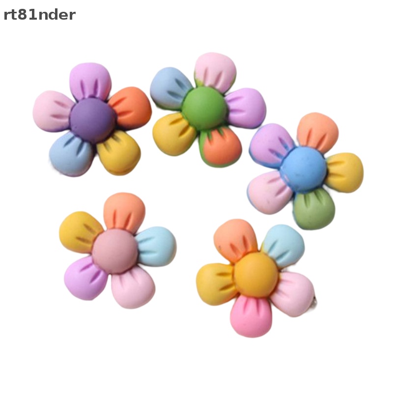 Rt Set 10 Kẹp Tóc Hình Hoa Năm Cánh Nhiều Màu Sắc Bằng Nhựa Resin