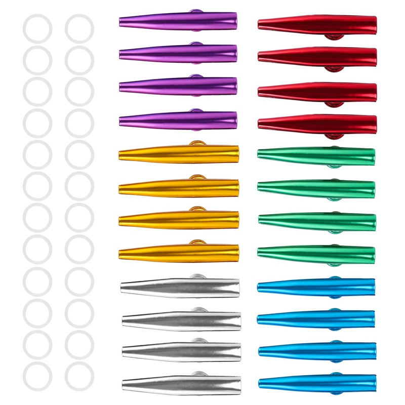 Bộ 24 Kèn Kazoo Bằng Kim Loại Với 24 Thanh Sáo Diaphragms 6 Màu Cho Ukulele, Violin, Guitar