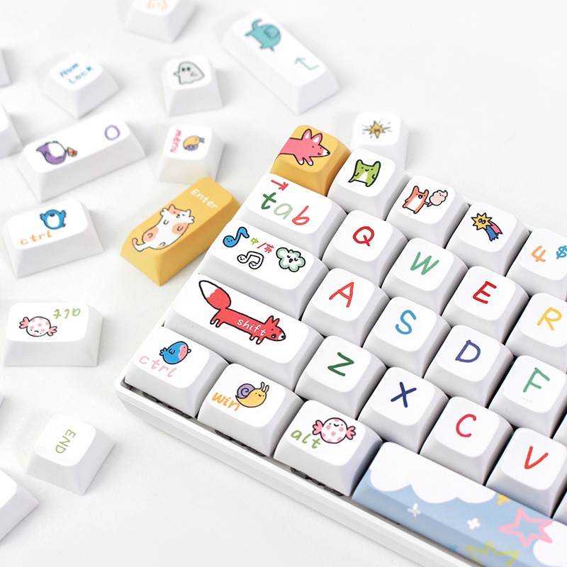 Đảng Động Vật Keycaps XDA Profile Hoạt Hình PBT Dye Sub Bàn Phím Cơ Keycap