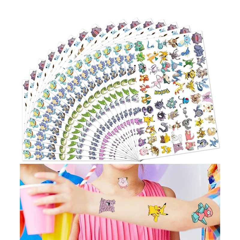 Pokemon Dán Hình Xăm Pikachu Charmander Eevee trẻ em dễ thương không thấm nước stickers quà tặng đồ chơi trò chơi