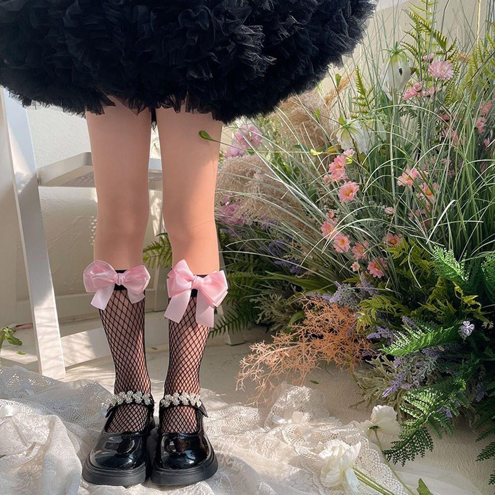 ANEMONE Vớ Cao Ngang Bắp Chân Thoáng Khí Đính Nơ Phong Cách Lolita Dễ Thương Cho Nữ