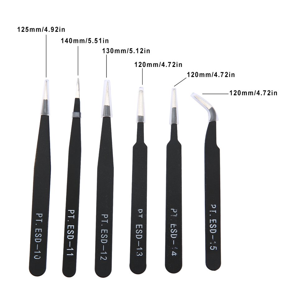 6pcs/set Resists Corrosion Anti-static Tweezers For Repairing Electronic Tools