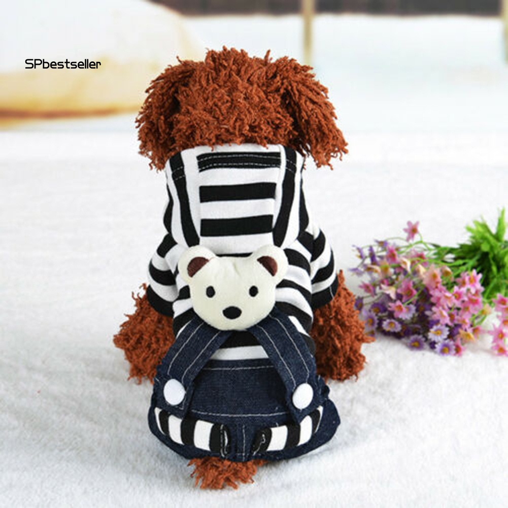 Bộ Áo Liền Quần Jean Kẻ Sọc Cho Thú Cưng