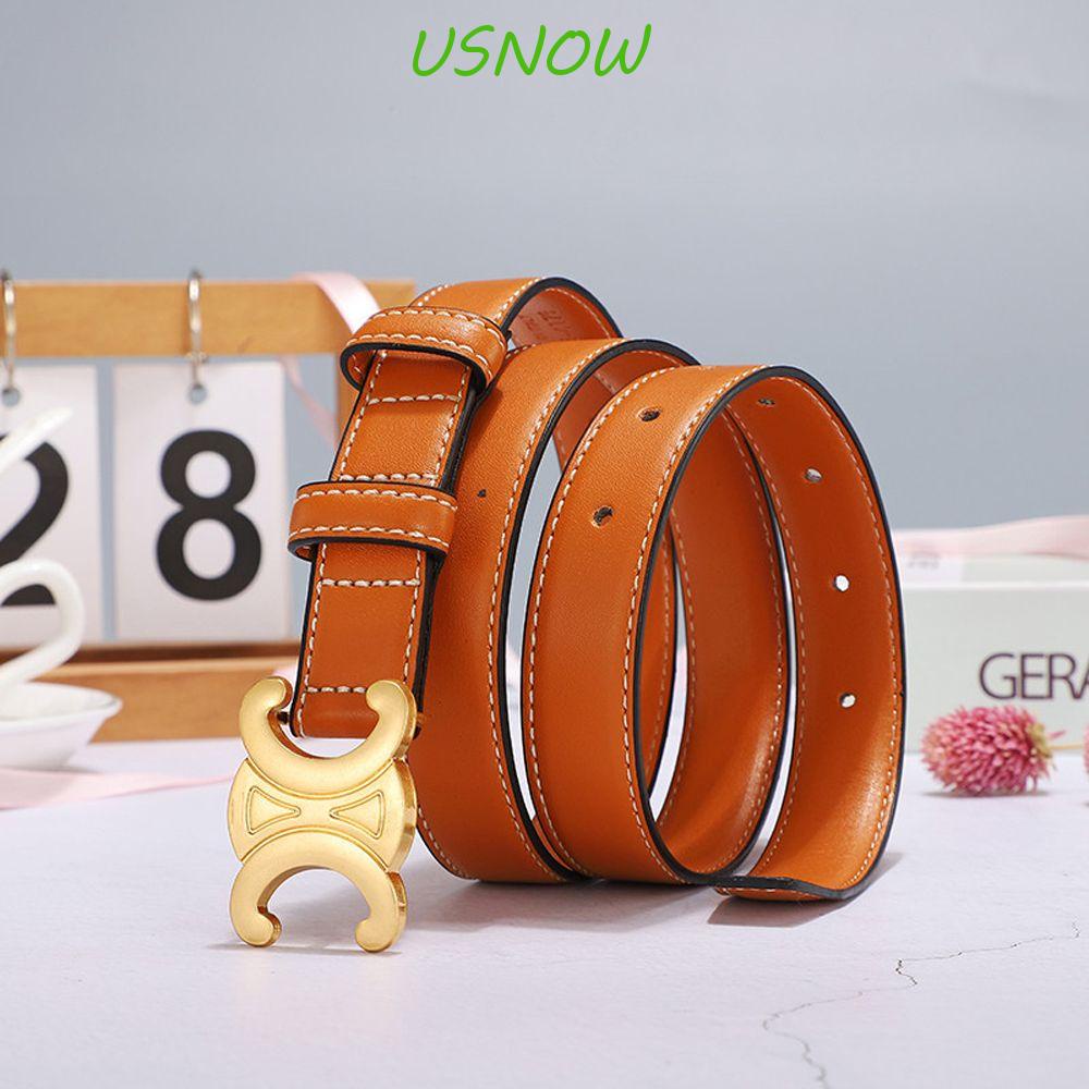 Thắt Lưng Da PU Hai Khóa Tròn Màu Trơn Đơn Giản Cho Nữ