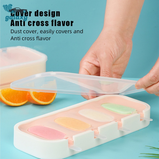 Galaxy Set 2 Khuôn Silicon Làm Kem Que Diy Có Nắp Đậy Tiện Dụng