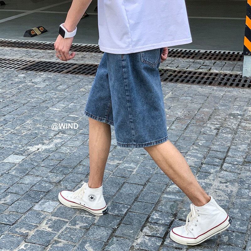 Quần Short Denim Dáng Rộng Thời Trang Đa Năng Cho Nam