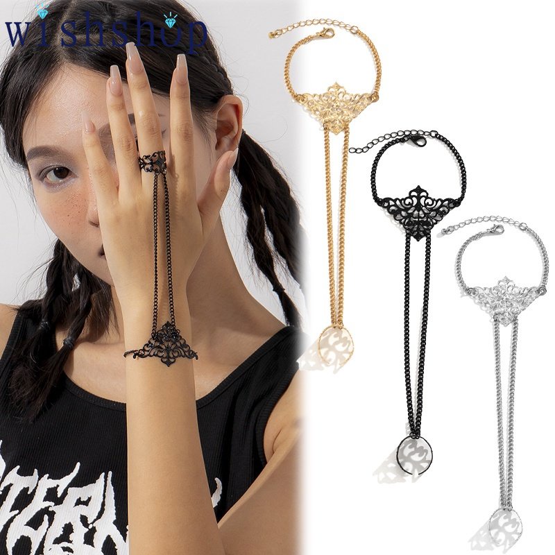 Vòng Đeo Tay Nối Nhẫn Dạng Mở Mặt Tam Giác Rỗng Đính Đá Pha Lê Phong Cách Châu Âu Sang Trọng Cá Tính Dành Cho Bạn Nữ