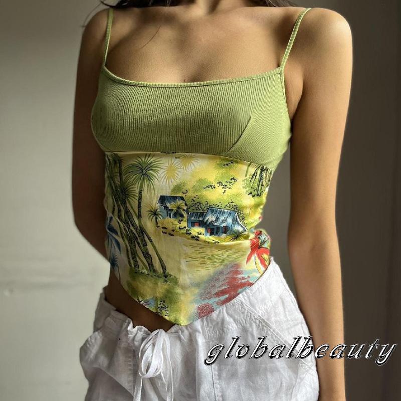 Áo Hai Dây In Họa Tiết Vintage Thời Trang Mùa Hè Cho Nữ