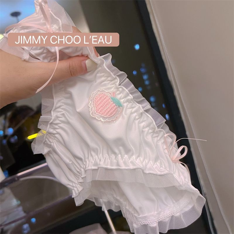 Quần Lót Cotton Phối Ren Đính Nơ Thêu Họa Tiết Phong Cách Lolita Cho Nữ