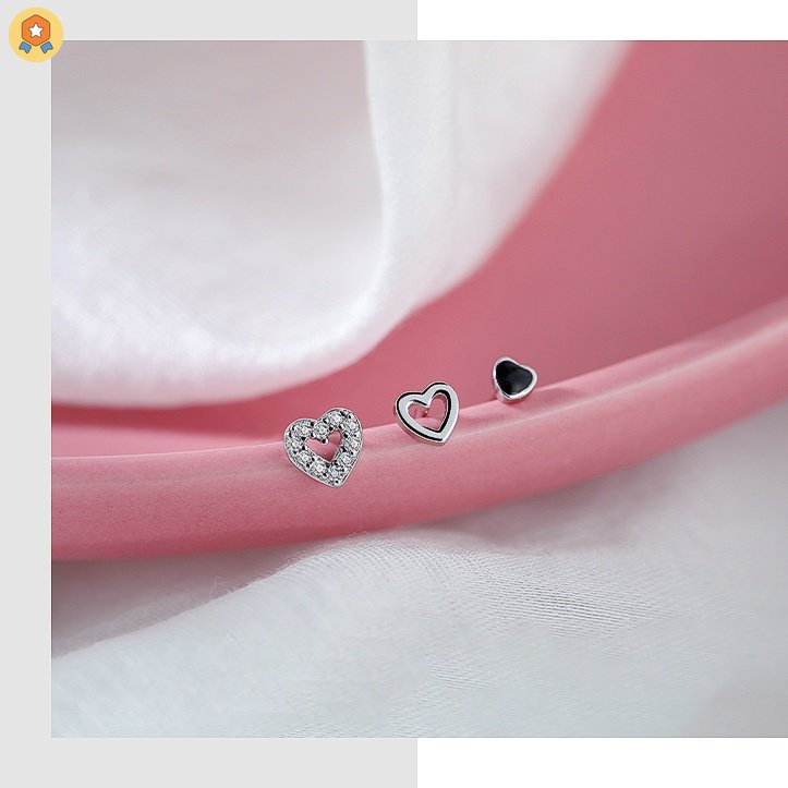 Set 3 Đôi Bông Tai Hình Trái Tim Đính Đá Zircon Giả Và Ngọc Trai Thời Trang Cho Nữ HGF HYJP2