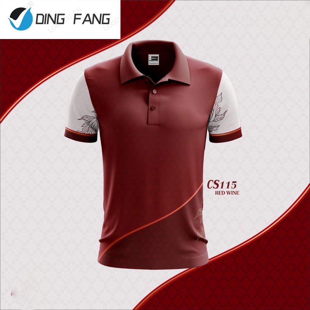 Dingfang Áo Thun POLO Màu Đỏ Rượu Vang Mềm Mại Siêu Nhẹ Co Giãn Thoáng Khí Thoải Mái