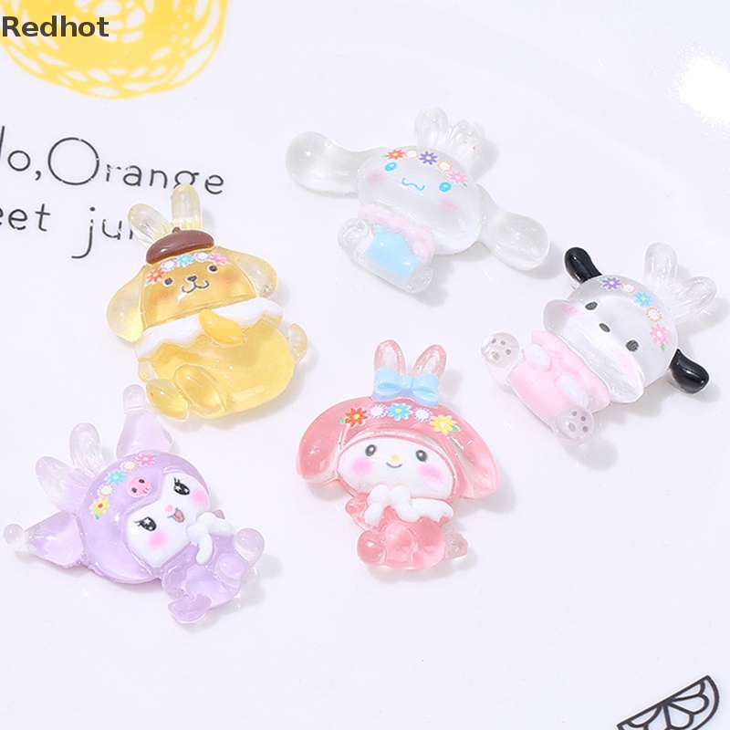 &lt; Redhot &gt; Bộ 5 Miếng Dán Trang Trí Điện Thoại / Cốc Kem Mini Bằng Nhựa Resin Phát Quang DIY