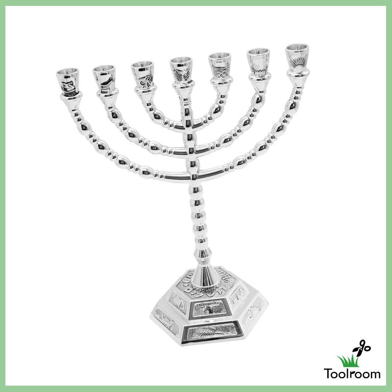 Giá Đỡ Nến Menorah 7 Nhánh 7.9 inch Bằng Kim Loại Truyền Thống