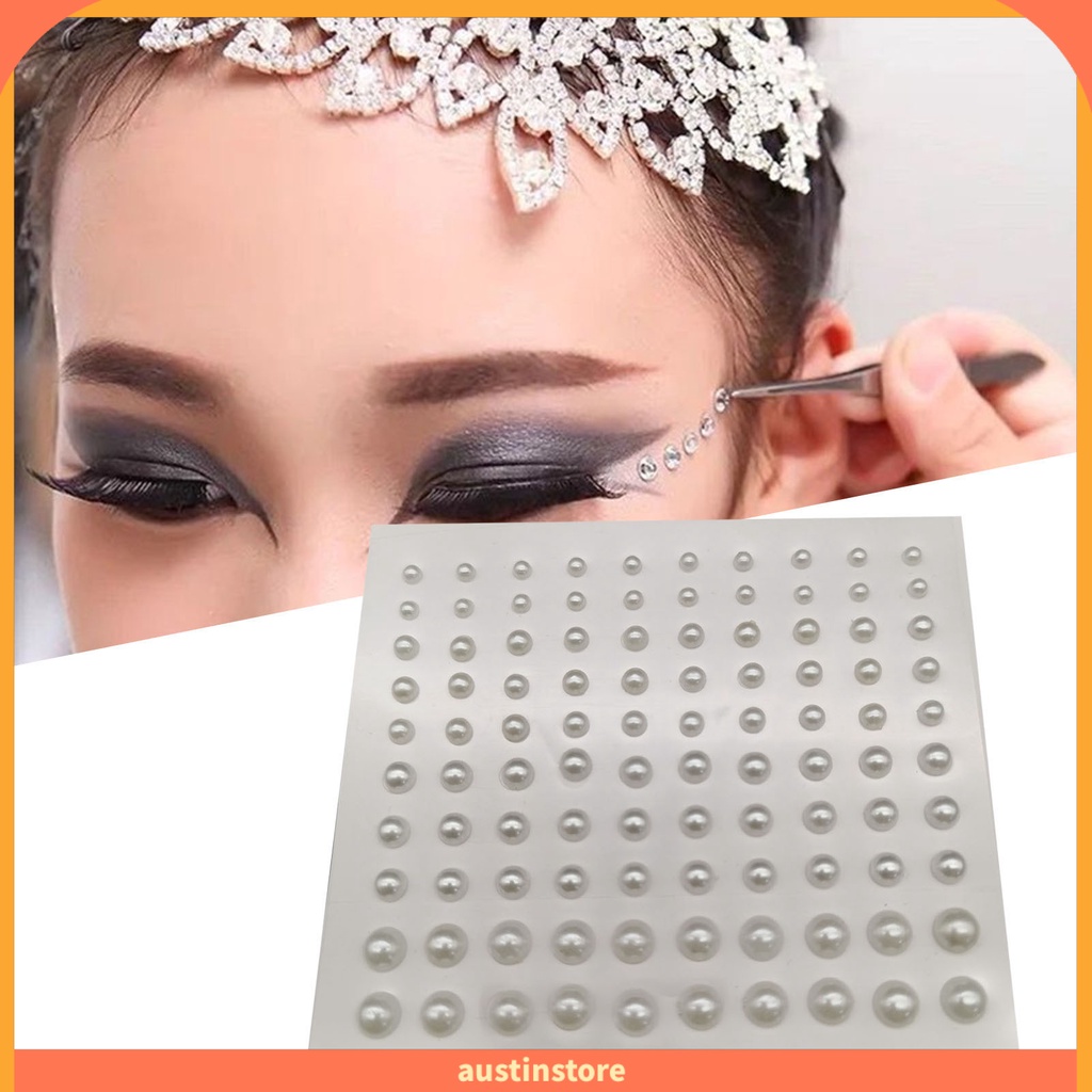 Miếng Dán Trang Điểm Mắt Bằng Acrylic Đính Ngọc Trai Nghệ Thuật Có Thể Tháo Rời Không Đau