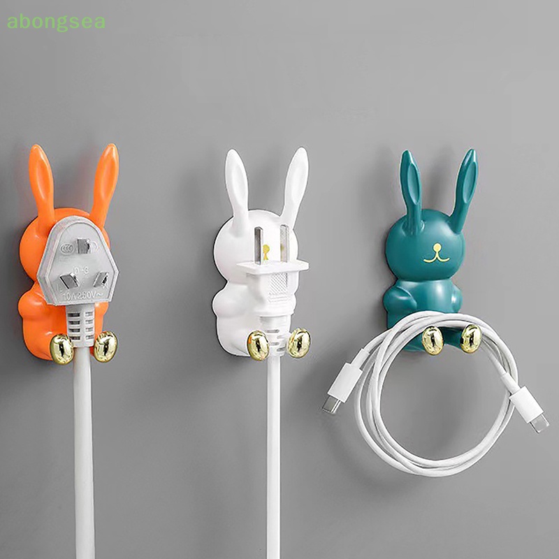 Abongsea Giá Đựng Bàn Chải Đánh Răng Gắn Tường Đa Năng Không Để Lại Dấu Vết Họa Tiết Thỏ Hoạt Hình Dễ Thương