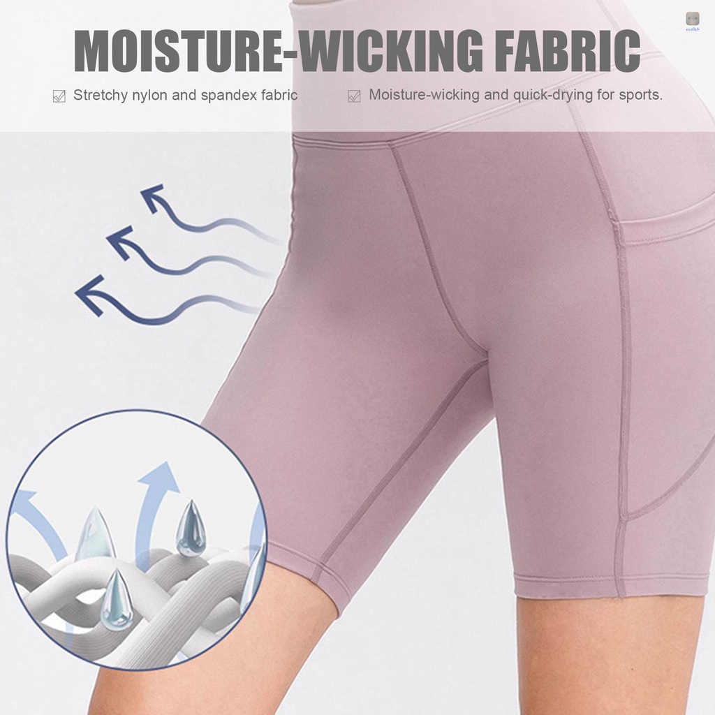 Quần Short Thể Thao Lưng Cao Có Túi Thời Trang Cho Nữ