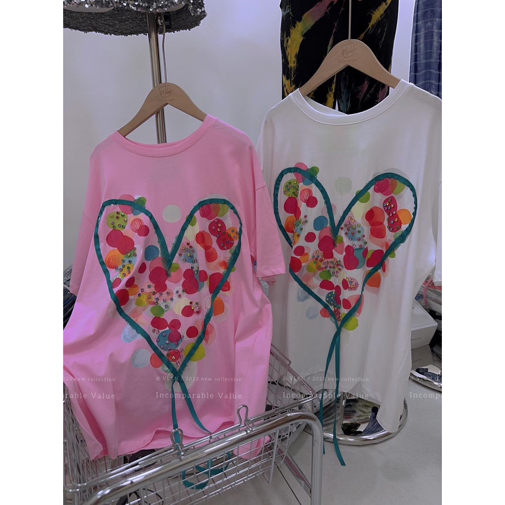 Áo phông trái tim dây viền