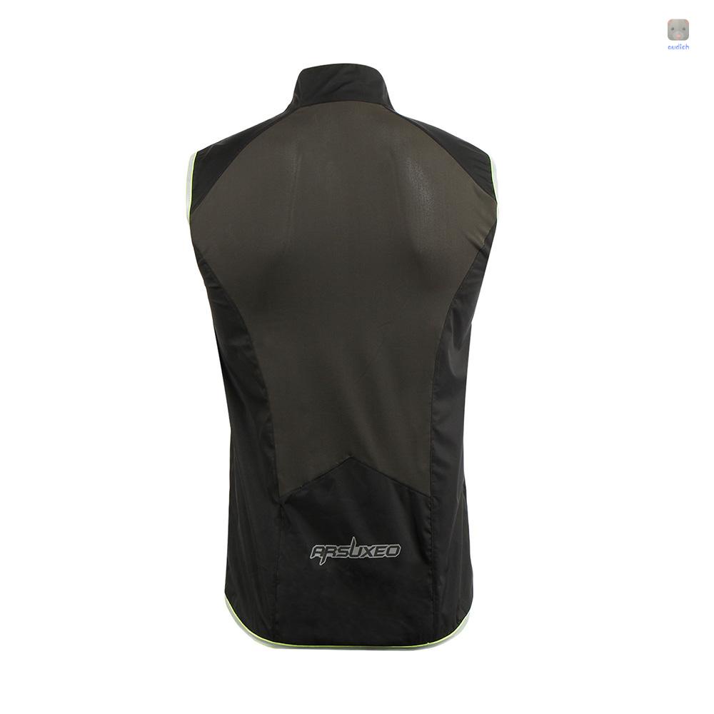 Arsuxeo Áo Sát Nách Phối Khóa Kéo Thoáng Khí Thời Trang Chạy Bộ Cho Nam