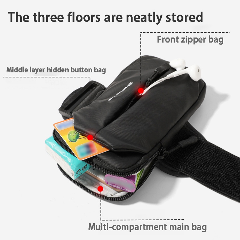 Nicetrave.mx Túi Đựng Điện Thoại Đeo Cánh Tay Tập Thể Dục Ngoài Trời Nhiều Lớp In Chữ Thời Trang Unisex