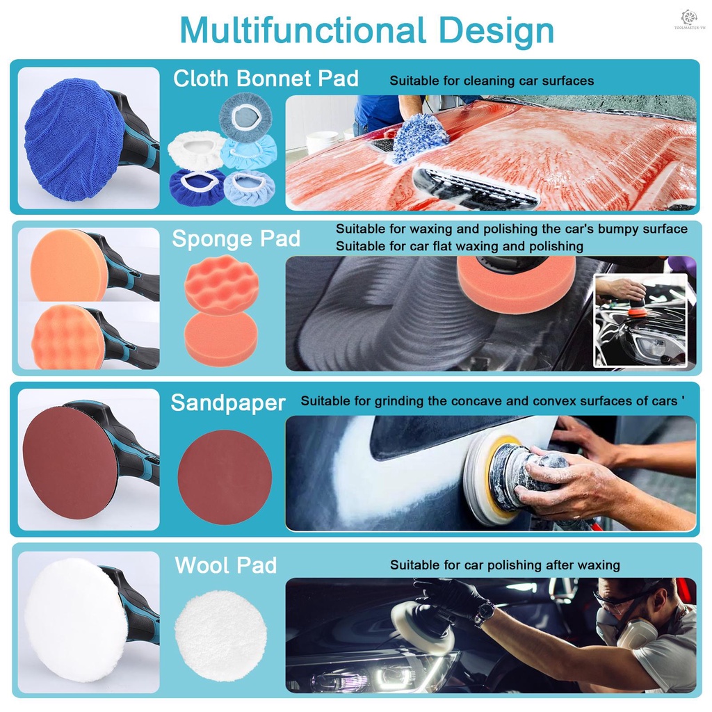 Máy Đánh Bóng Xe Hơi Không Dây 6 Tốc Độ Có Thể Điều Chỉnh Đa Năng