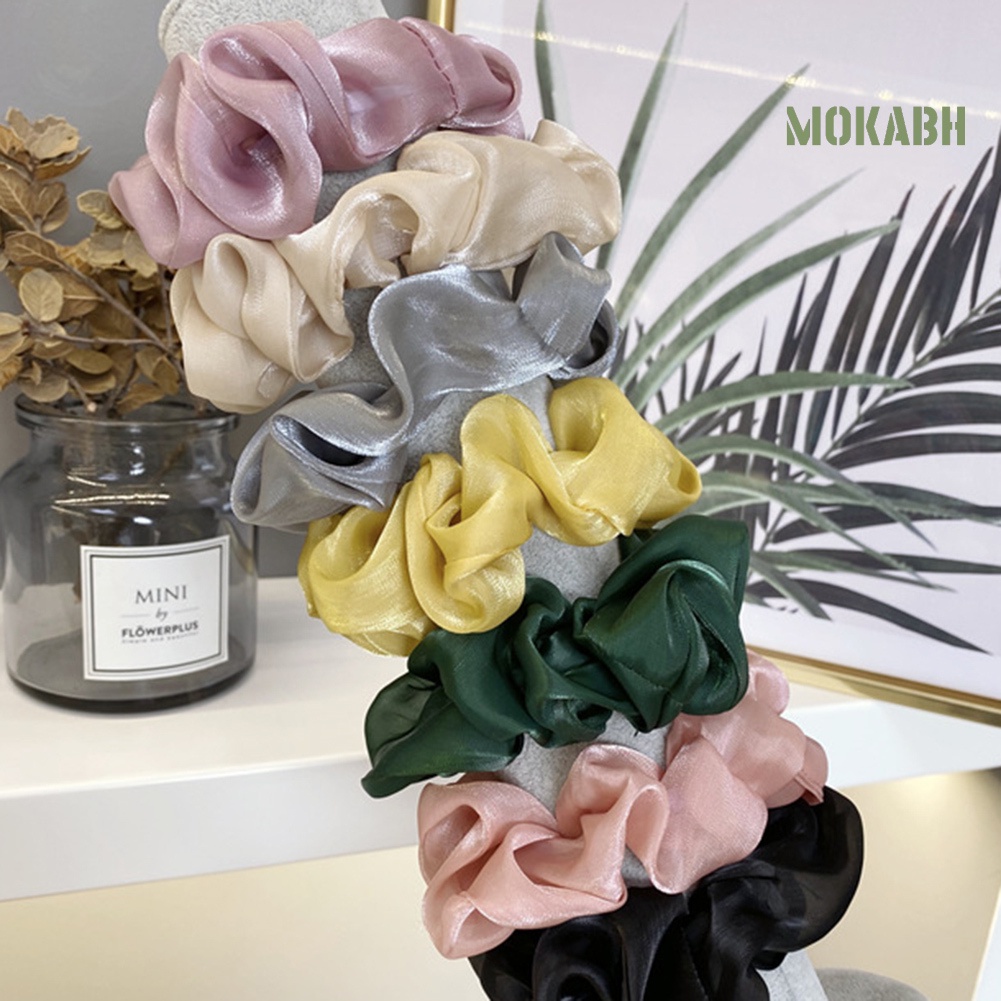 Dây Cột Tóc Co Giãn Bằng Vải Tuyn Đính Ngọc Trai Nhân Tạo Màu Trơn Thời Trang Dành Cho Nữ Giá Đỡ