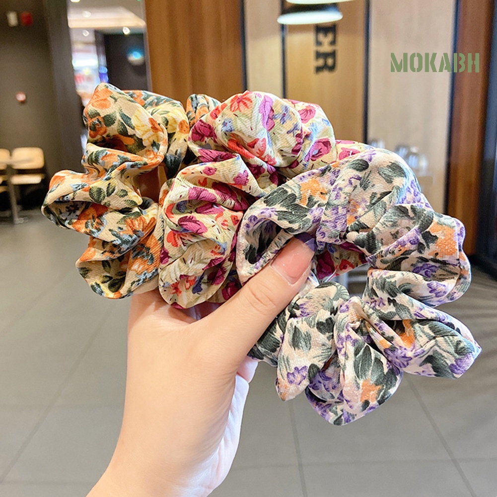 Bộ 3 Dây Cột Tóc Co Giãn Họa Tiết Hoa Xinh Xắn Thời Trang Cho Nữ