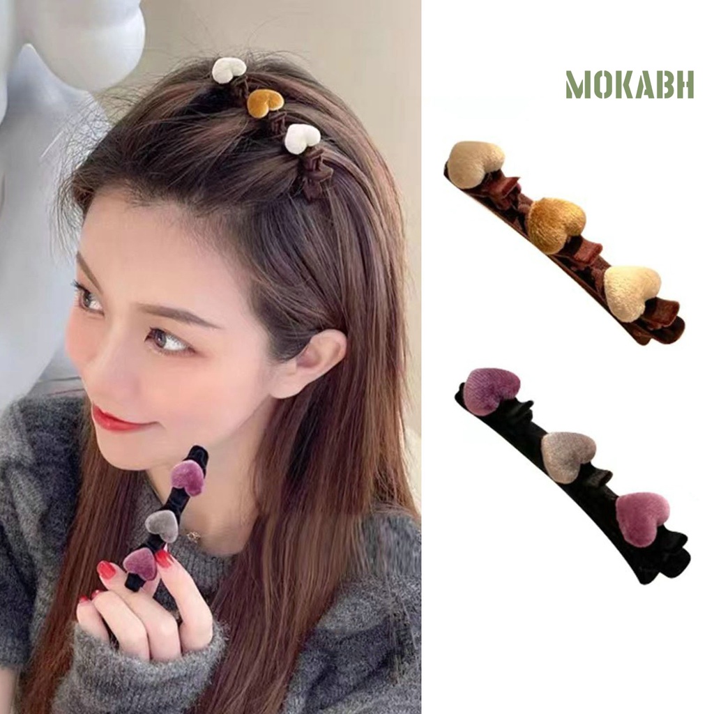 Kẹp Tóc Hai Lớp Họa Tiết Trái Tim Đơn Giản Thanh Lịch Cho Nữ