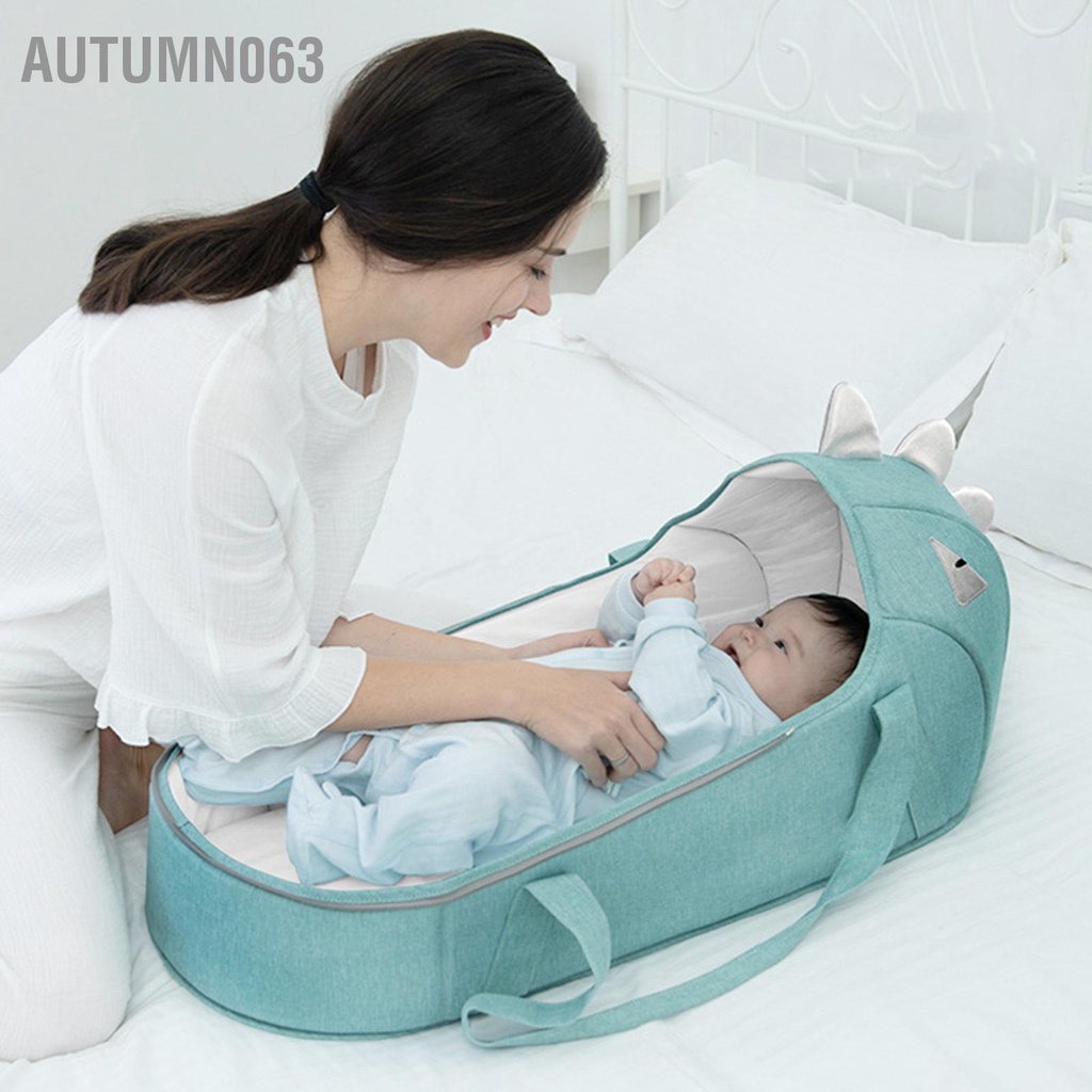 Autumn063 Di Động Giỏ Ngủ Cho Bé 3D Nệm Thiết Kế Thoải Mái Trẻ Sơ Sinh Du Lịch Giường Có Dây Đai An Toàn