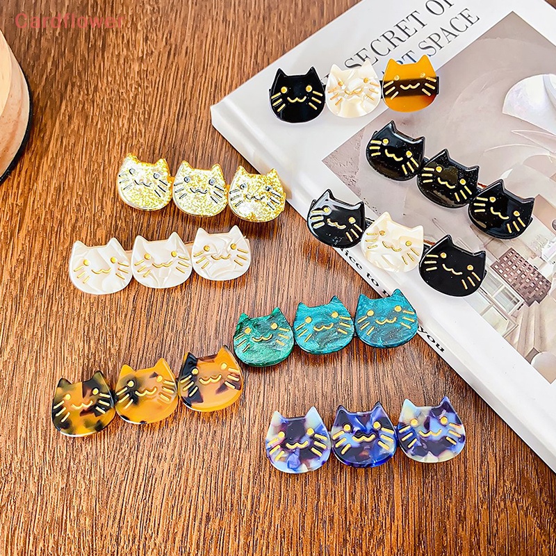 < Cardflower > Kẹp Tóc Mái Mặt Mèo Hoạt Hình Axit Acetic Dễ Thương Tạo Kiểu Tóc Cho Bé Gái