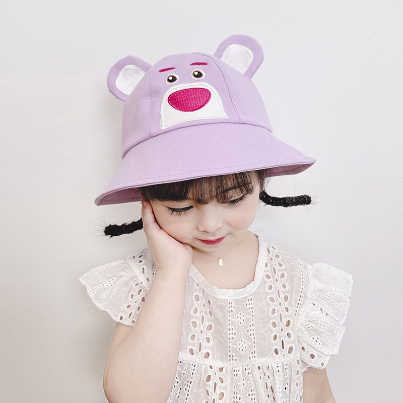 Mũ Bucket Che Nắng In Họa Tiết Dâu Tây / Gấu Dễ Thương Thời Trang Mùa Hè Cho Bé