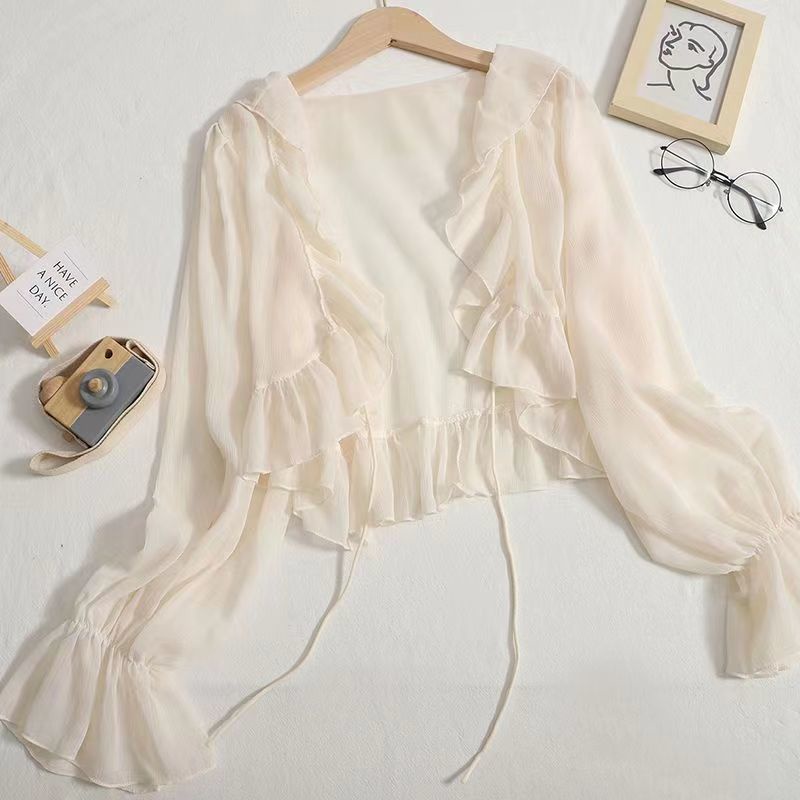 Áo Khoác Cardigan Mỏng Ngắn Màu Đen Chống Nắng Thời Trang Mùa Hè Cho Nữ