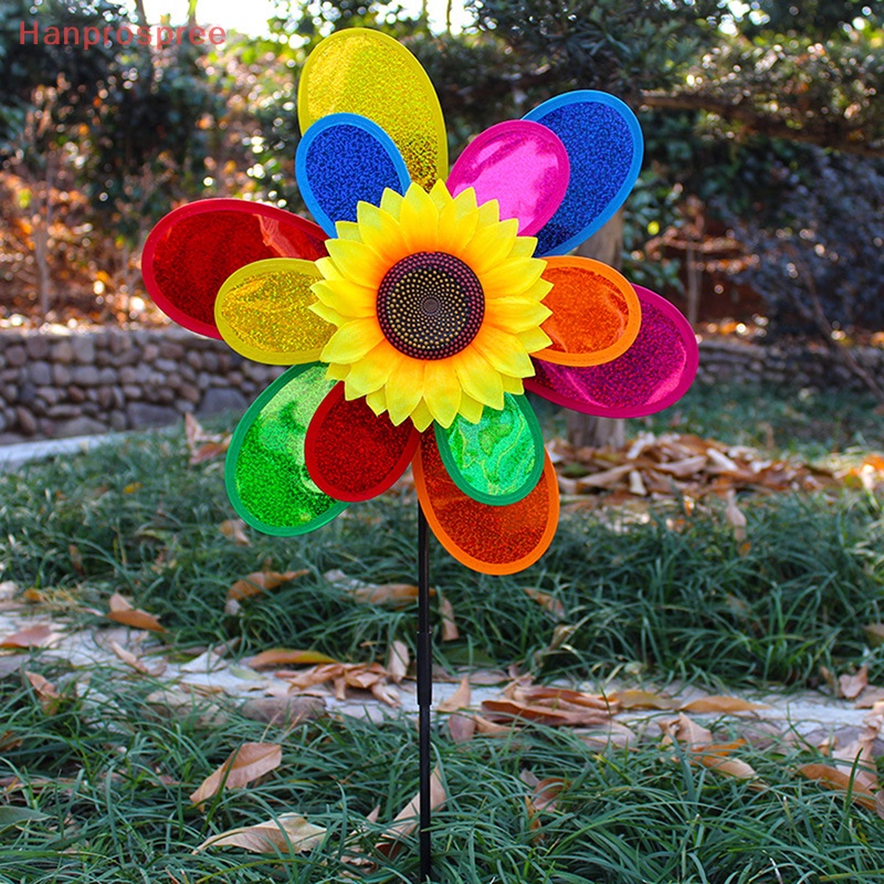 Hanprospree > Cối Xay Gió Hình Hoa Hướng Dương Đính Kim Sa Nhiều Màu Sắc Có Thể Gập Lại Trang Trí Sân Vườn / Cắm Trại