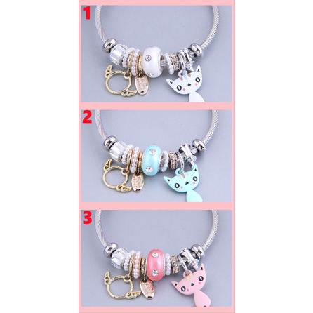 Vòng Đeo Tay Bằng Thép Không Gỉ Họa Tiết Hoạt Hình Phong Cách Âu Mỹ Cho Nữ B0001 113