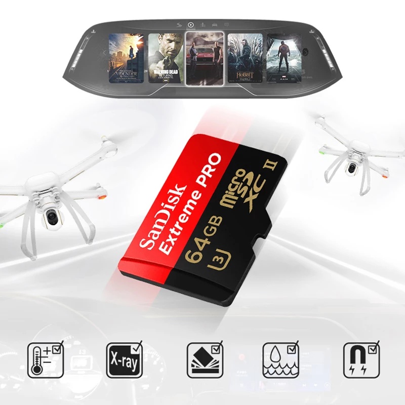 DJI Thẻ Nhớ Micro SD SDXC UHS-I 128GB 256GB 64GB U3 V30 TF Hiệu SanDisk