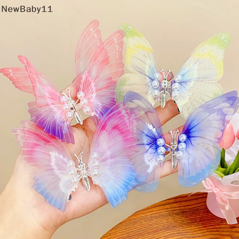 Kẹp Tóc Hình Cánh Bướm Đính Ngọc Trai Xinh Xắn Cho Bé Gái