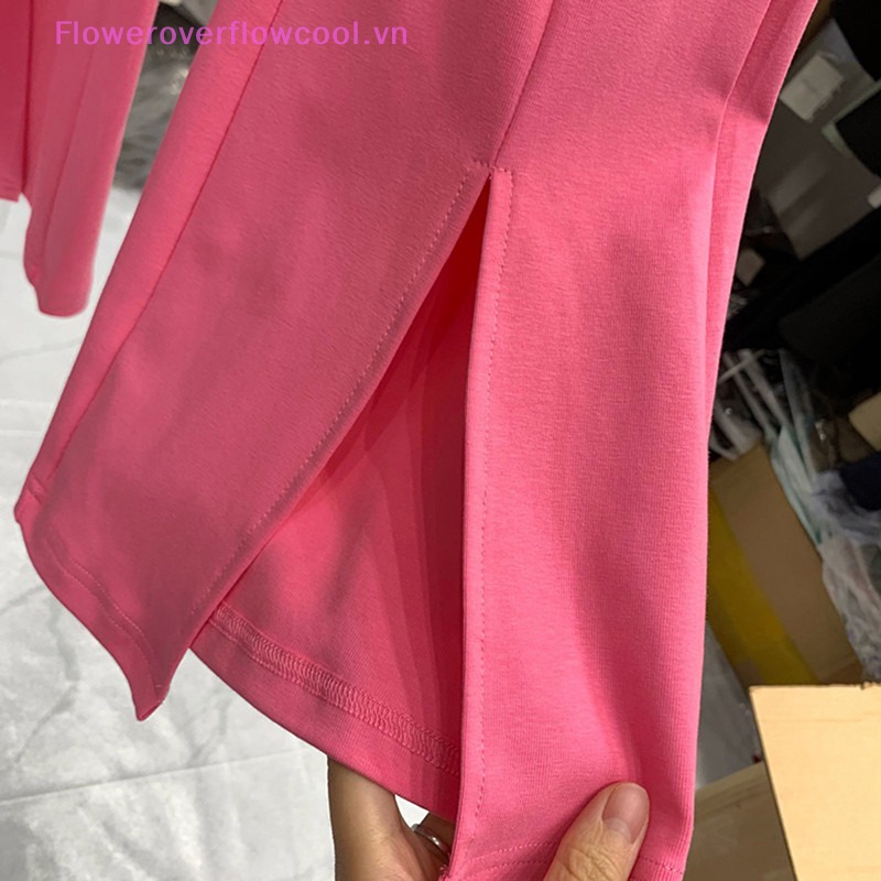 Bộ Đồ Thể Thao Áo Thun Tay Ngắn Phối Quần Ống Loe Ôm Dáng Thời Trang Mùa Hè 2023 Cho Bạn Gái