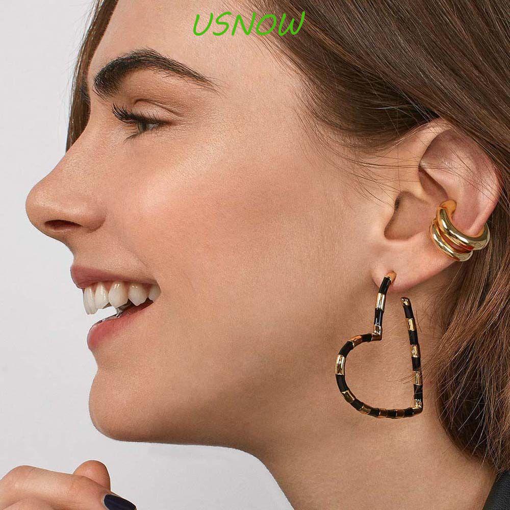 Bộ 2 Khuyên Tai Dạng Kẹp Hình Tròn Lớn Không Xỏ Sụn Cho Nam Và Nữ