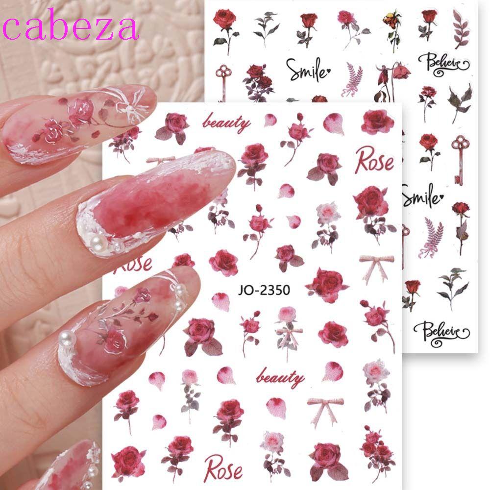 Miếng Dán Trang Trí Móng Tay Họa Tiết Hoa Hồng Vẽ Tay Thời Trang Cho Nữ