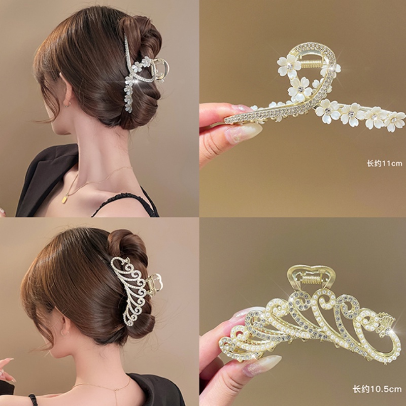 Kẹp Tóc Hình Cá Mập Đính Đá Nhân Tạo Phong Cách Hàn Quốc Đơn Giản Dành Cho Nữ