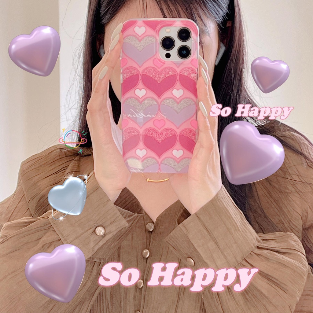 Ốp Điện Thoại TPU Mềm Trong Suốt Chống Sốc Phối Kim Tuyến Hình Trái Tim Cho iPhone 14 13 12 11 Pro Max