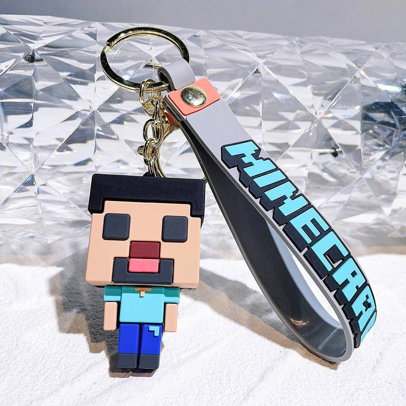 Mới Móc Khóa Nhựa PVC Minecraft Hình Nhân Vật Game Creeper Steve 3D Dễ Thương