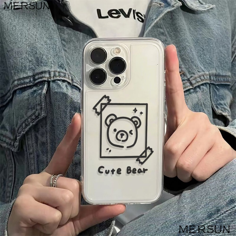 ✅Ốp Điện Thoại Mềm Chống Sốc Họa Tiết Đầu Gấu Cho Iphone 14pro plus13iPhone12 116In78