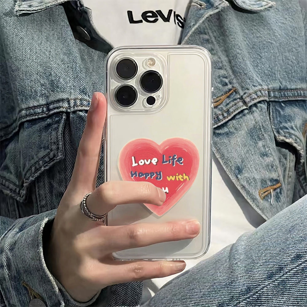✅Ốp Điện Thoại Mềm Chống Sốc Họa Tiết Trái Tim 78 plus 13 Phong Cách Đơn Giản Cho Iphone 1214Pro Max116In