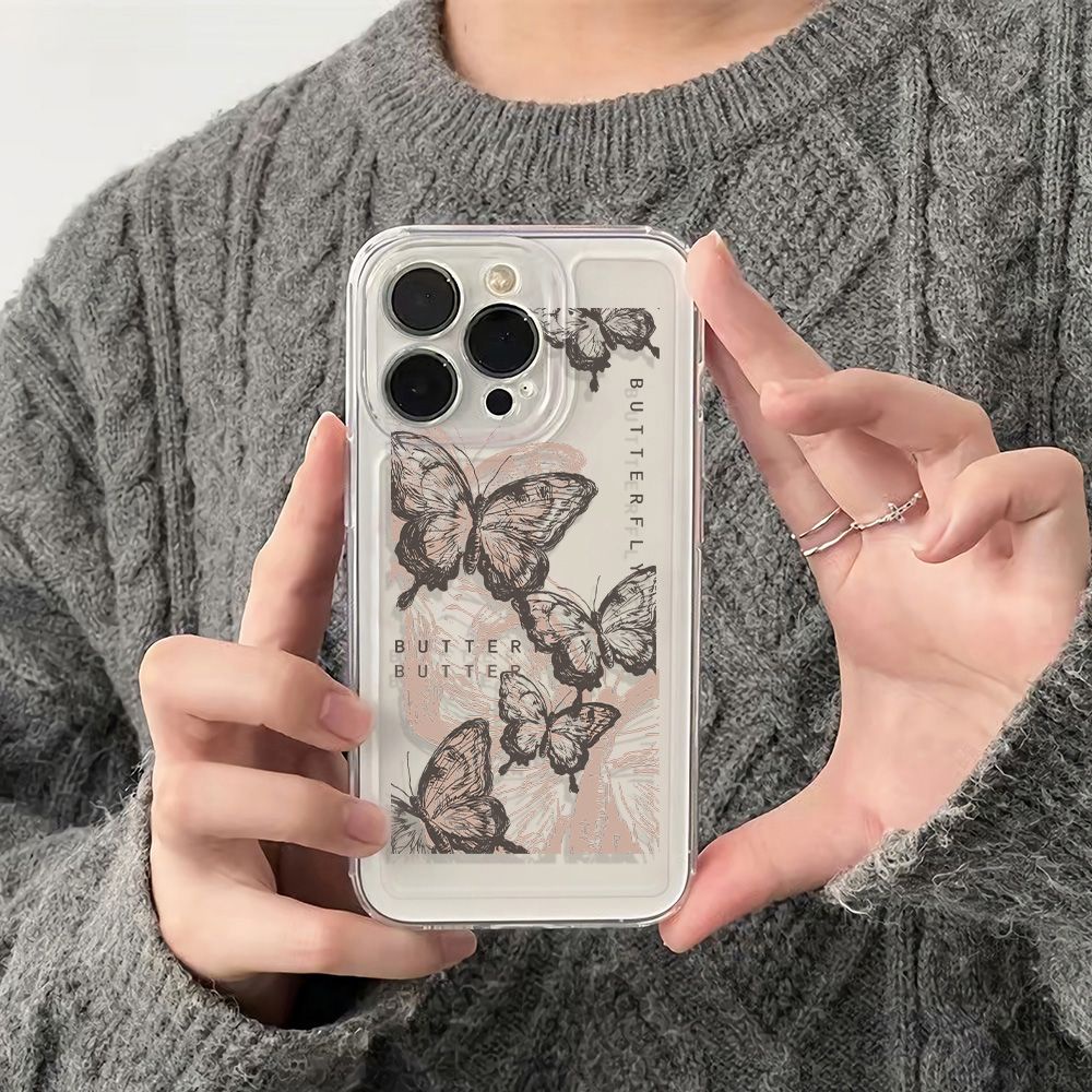 ✅Ốp Điện Thoại Mềm Chống Sốc Họa Tiết Bướm Màu Đen 13 Cho Iphone 12Plus / 14pro 6 6H4Q 8711max / Apple